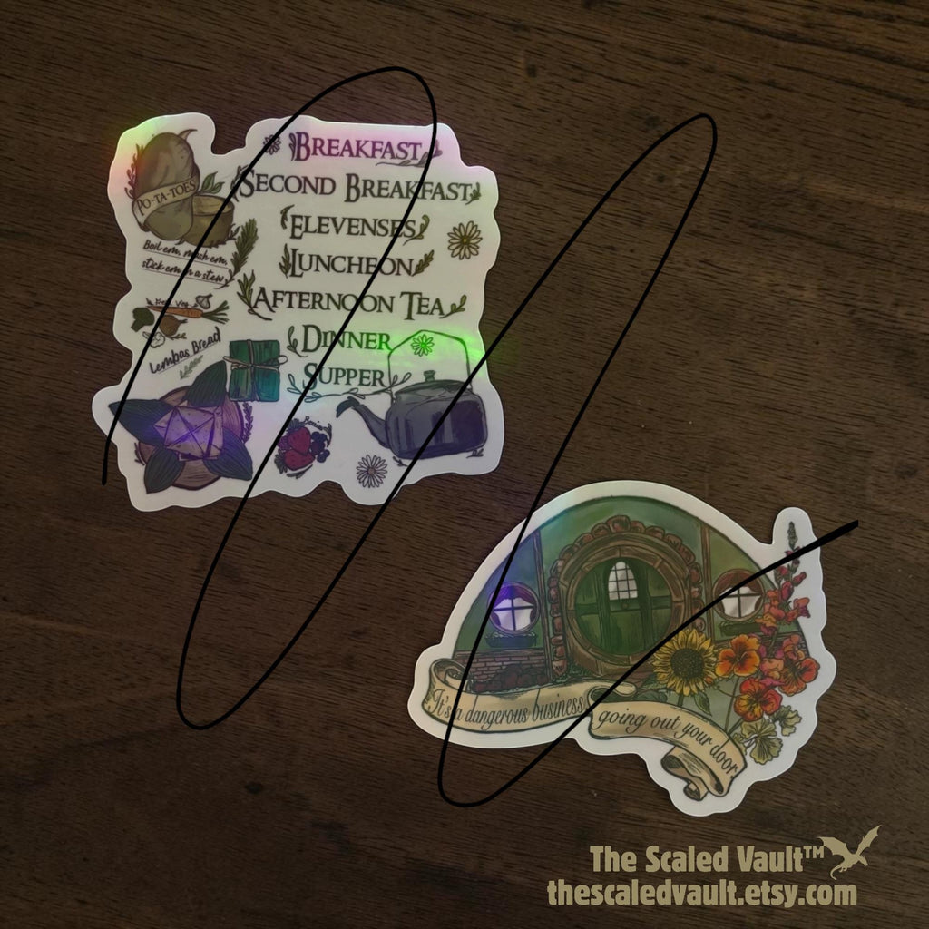 LOTR Sticker set, 3” white holographic