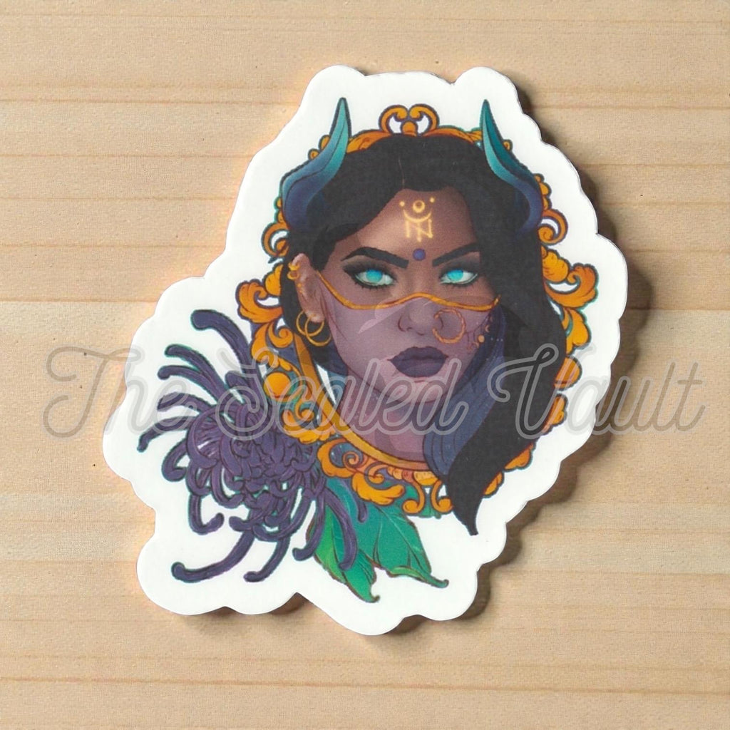 Goddess laminated sticker 3” white background