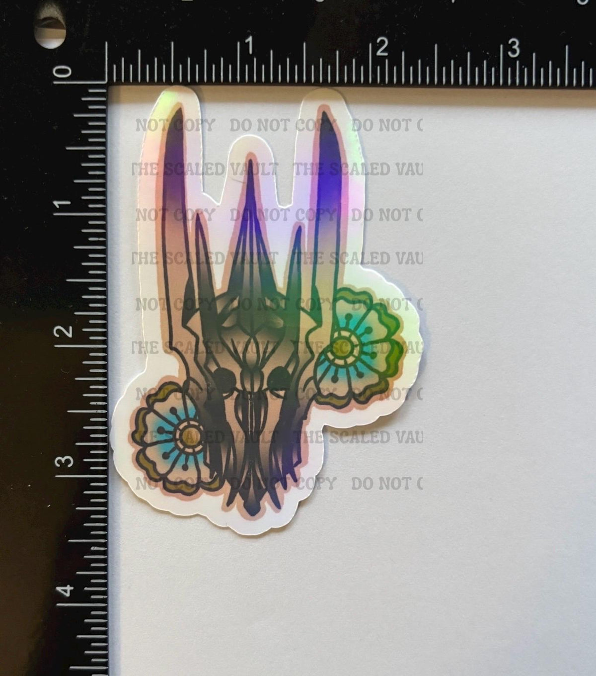 LOTR Villain mask Sticker 3” white holographic