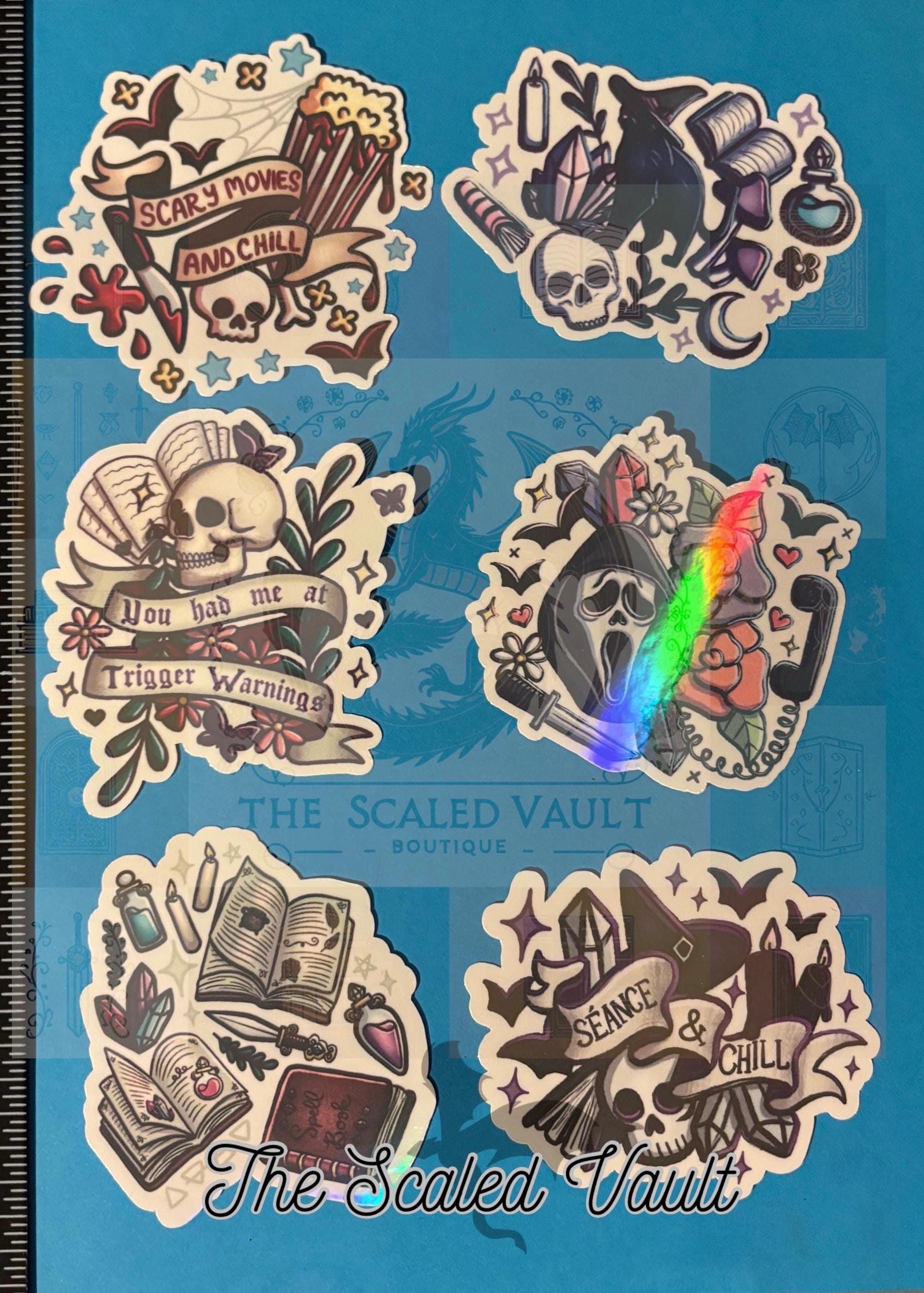 Assorted Witchy & Horror Stickers - holographic laminated