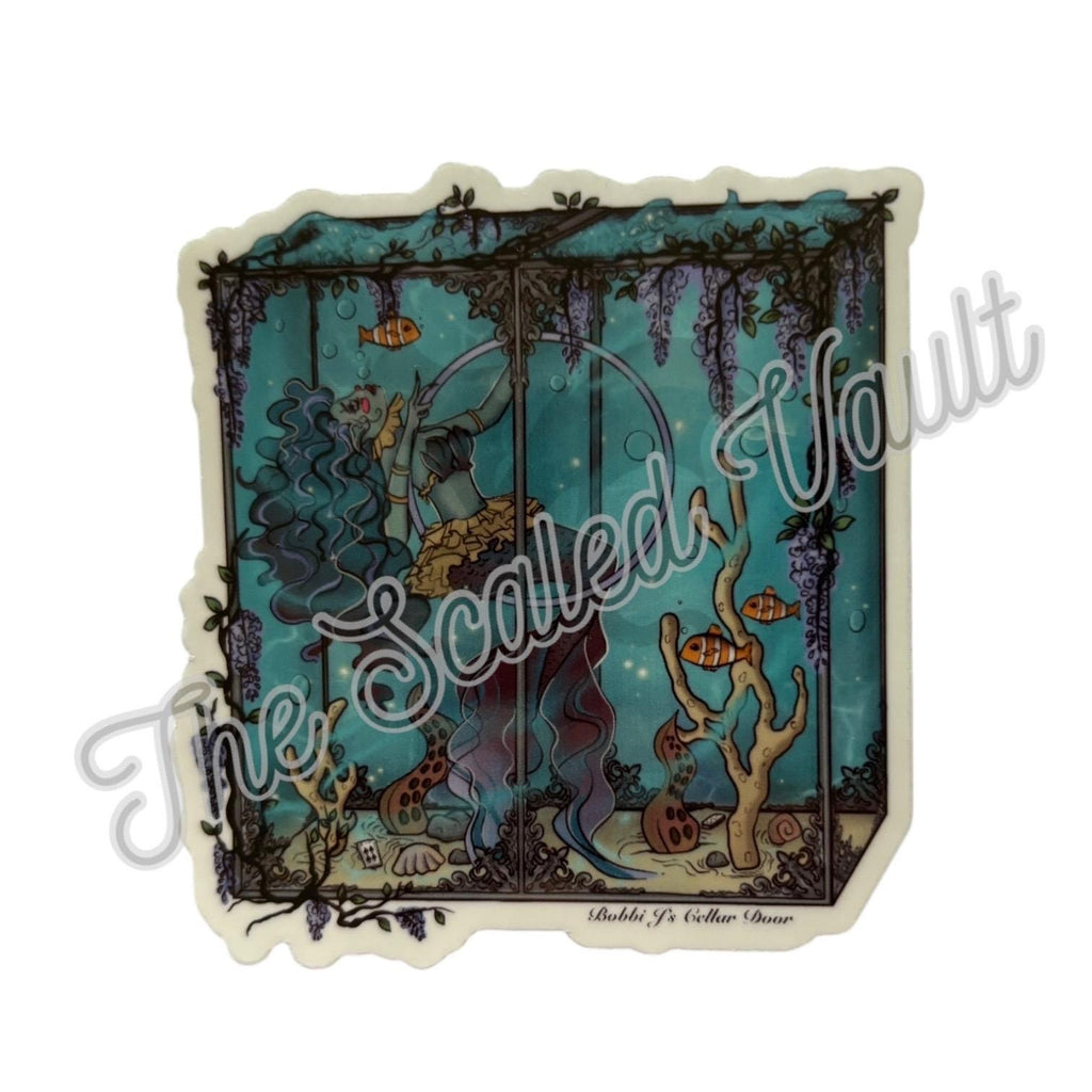 Mermaid colorful Sticker 3”, laminated transparent