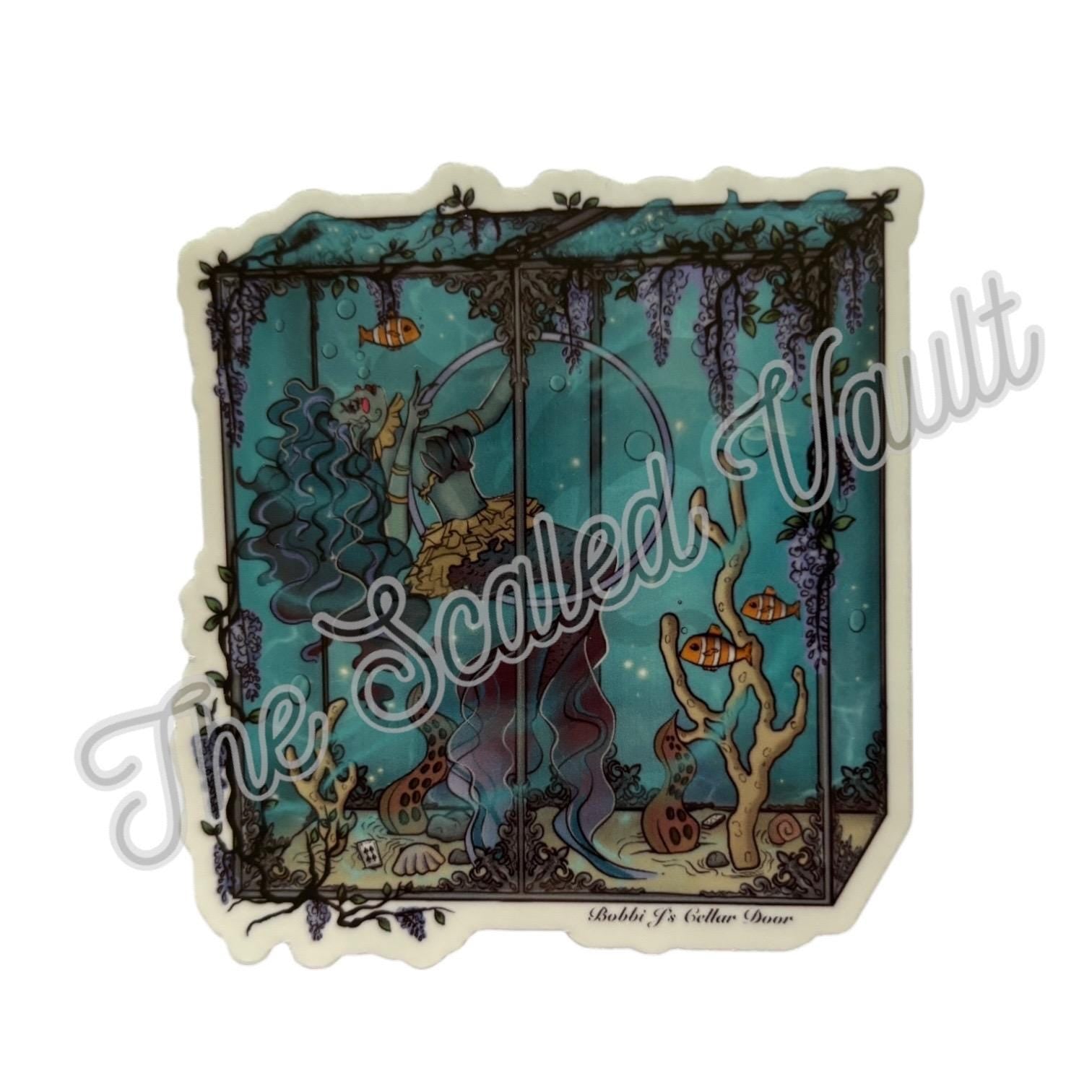 Mermaid colorful Sticker 3”, laminated transparent