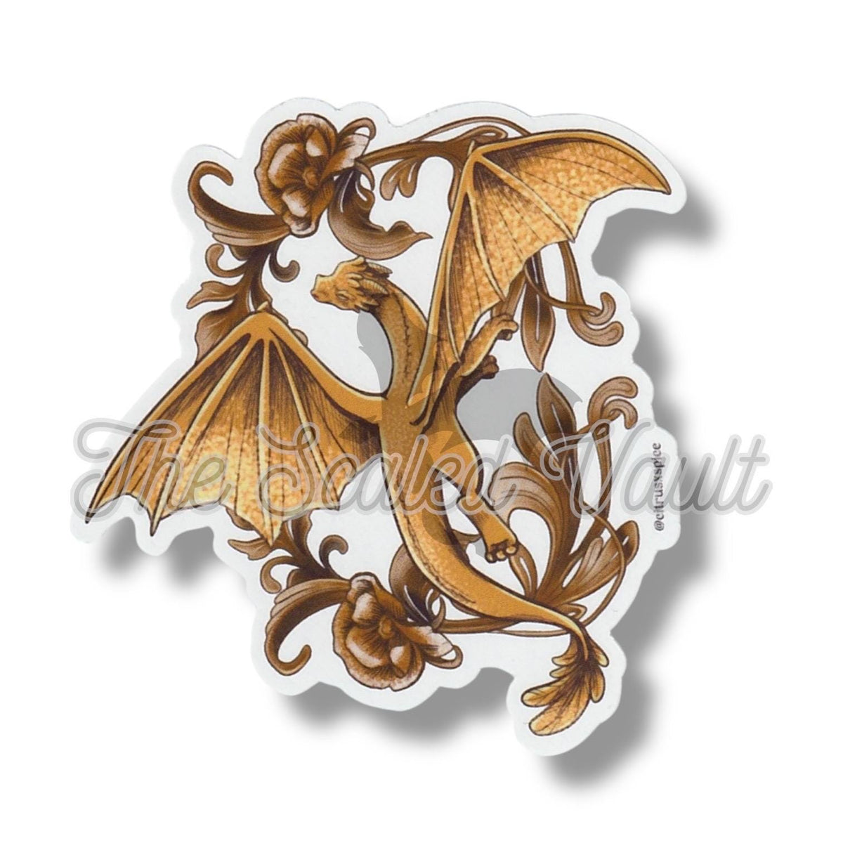Feathertale dragon sticker 3” white