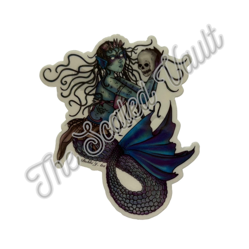 Gothic Mermaid colorful Sticker 3”, laminated transparent