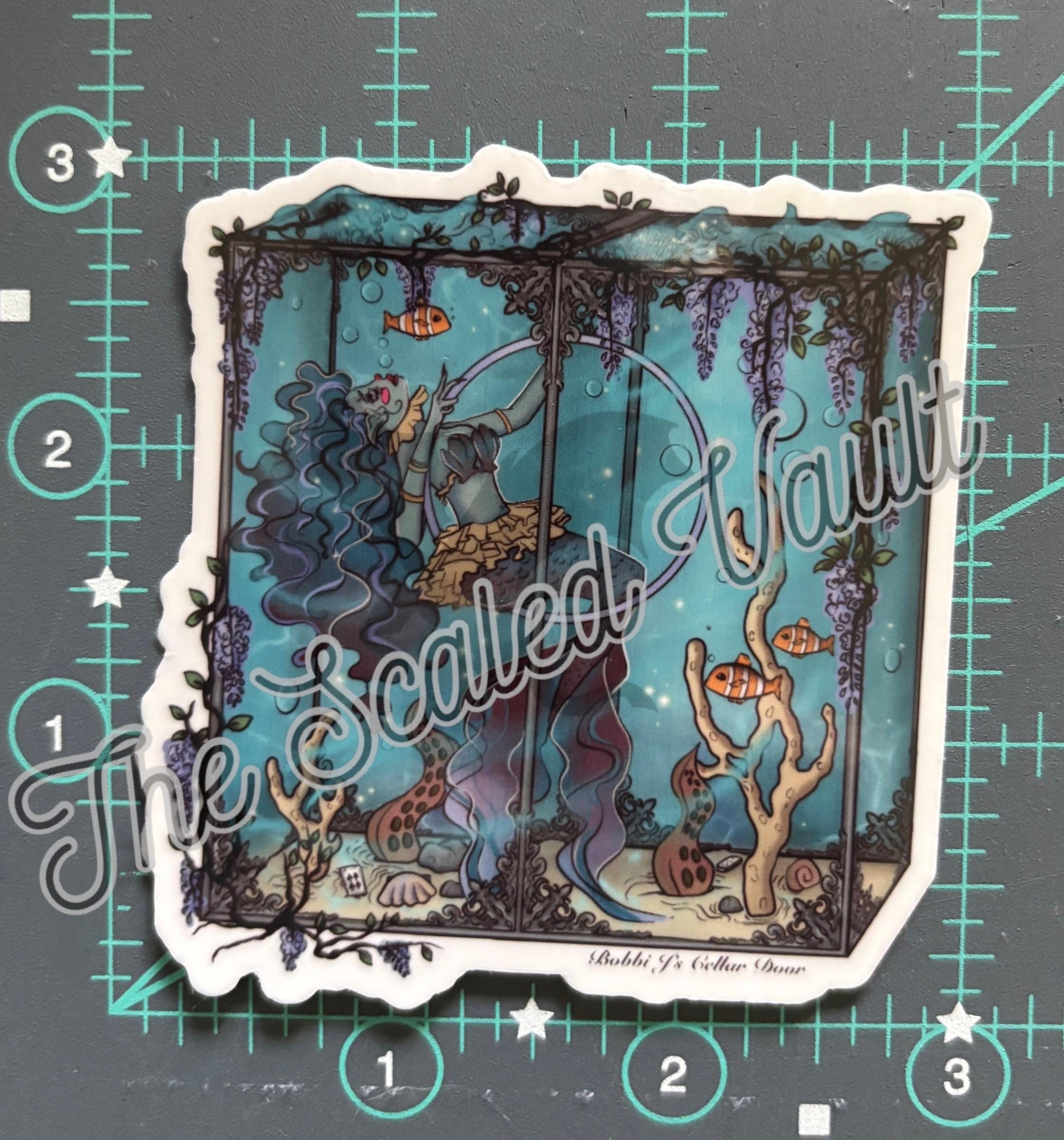 Mermaid colorful Sticker 3”, laminated transparent