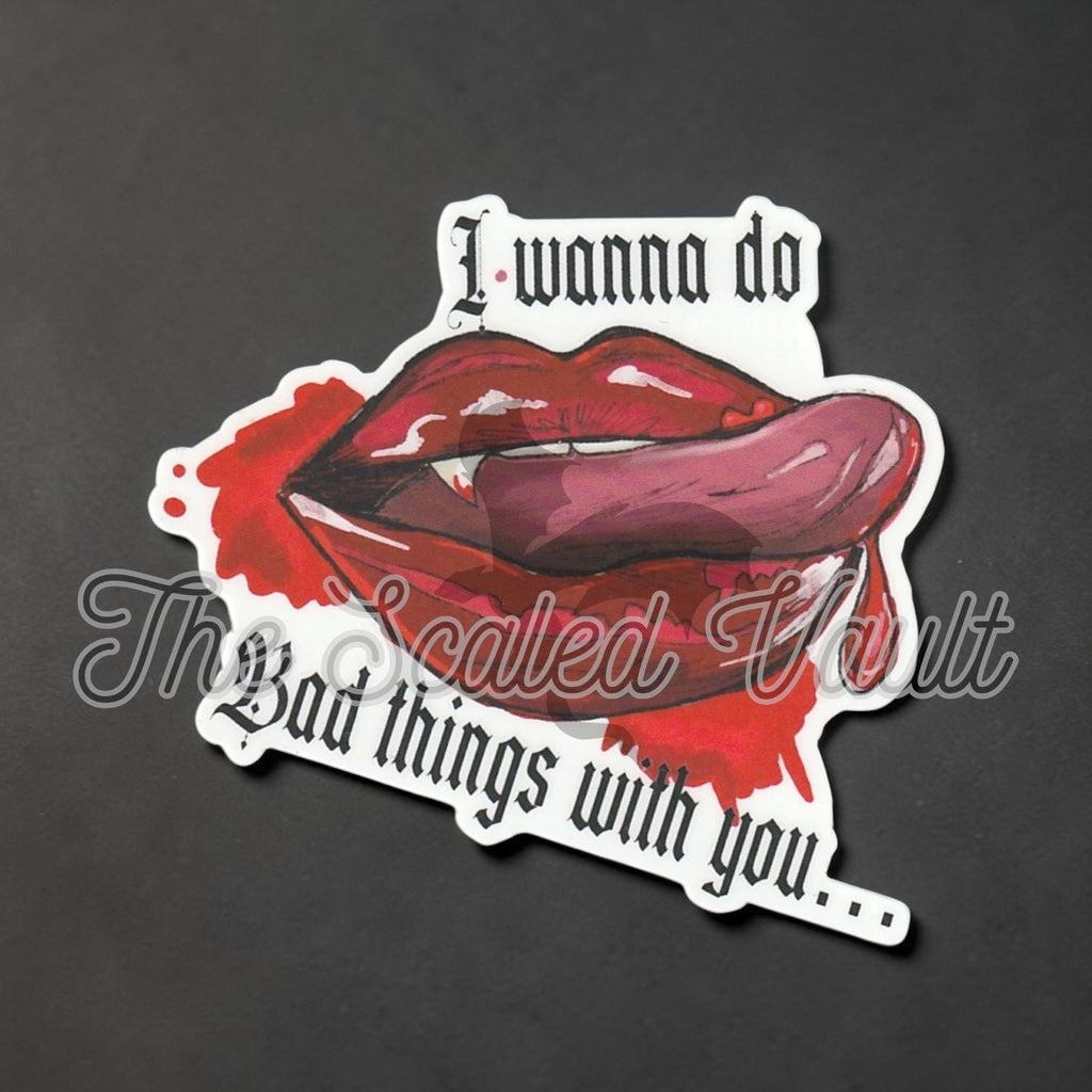Fangs Sticker, laminated white 3”