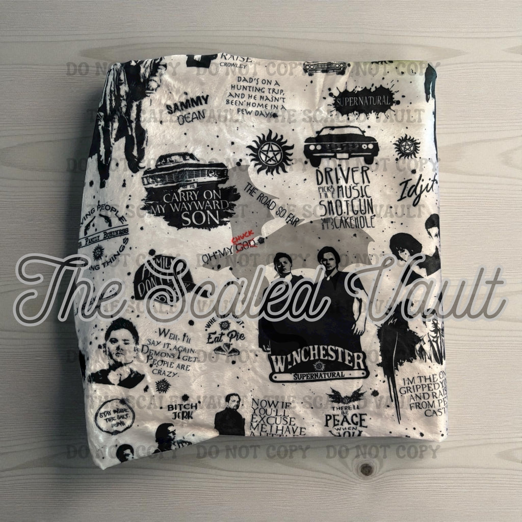 Supernatural (light grey) Minky Blanket