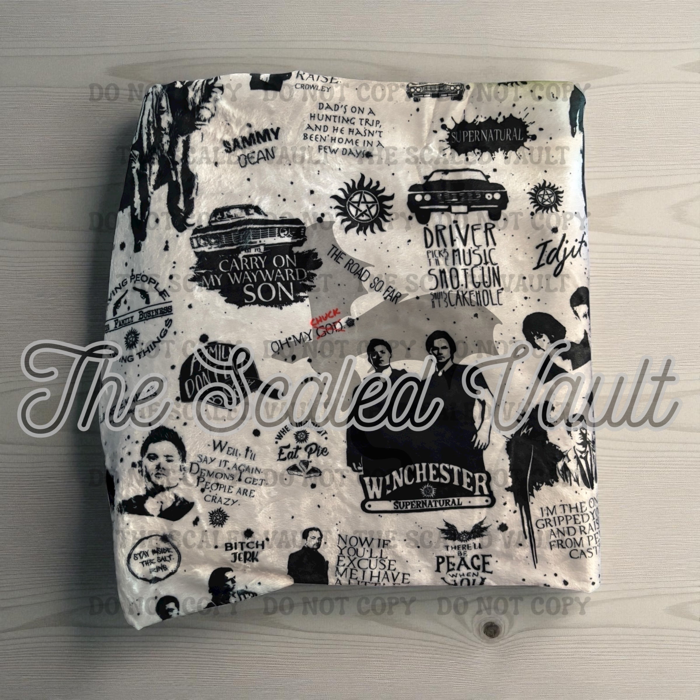 Supernatural (light grey) Minky Blanket