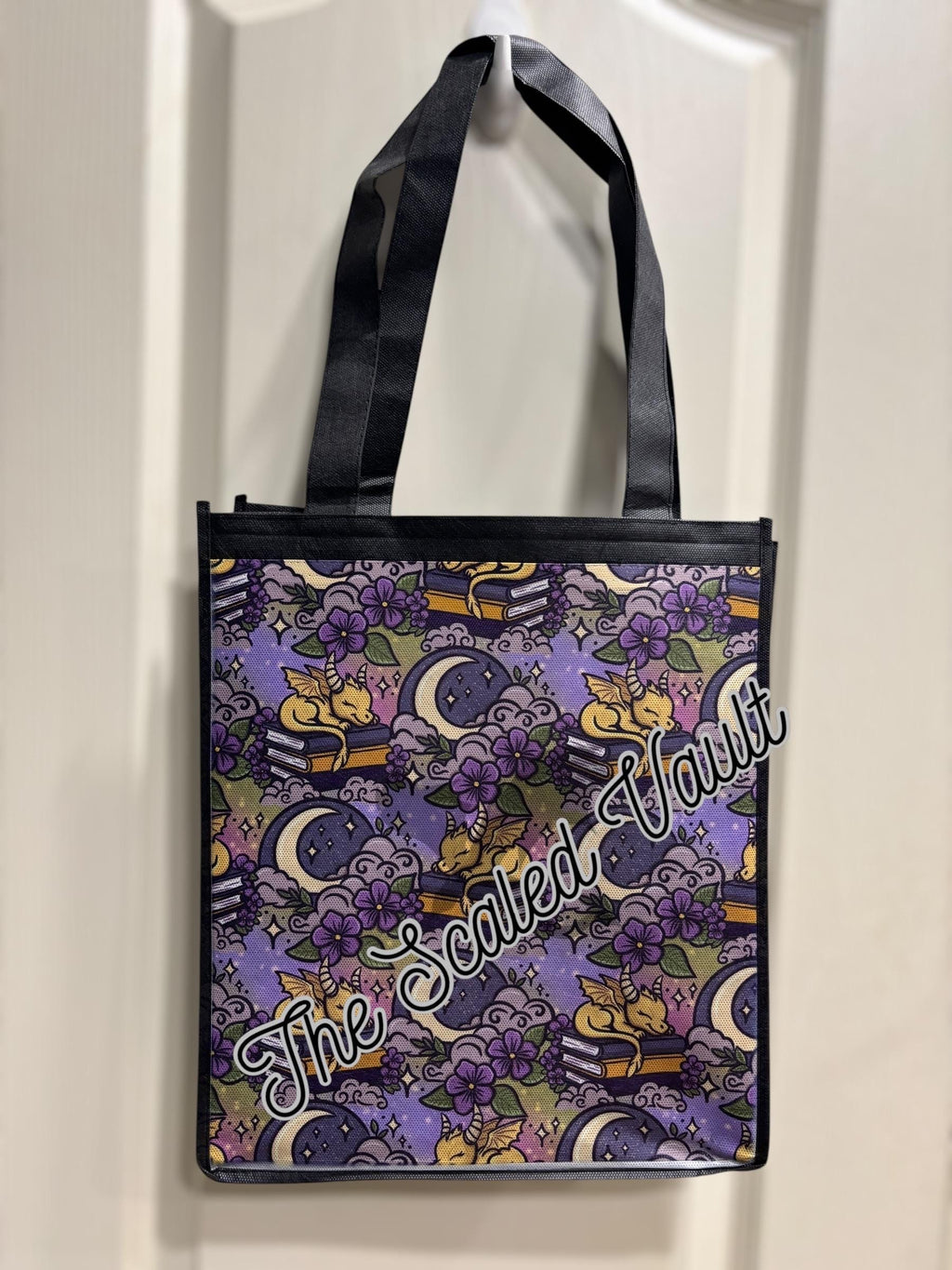 Reusable Grocery Bag: book dragon
