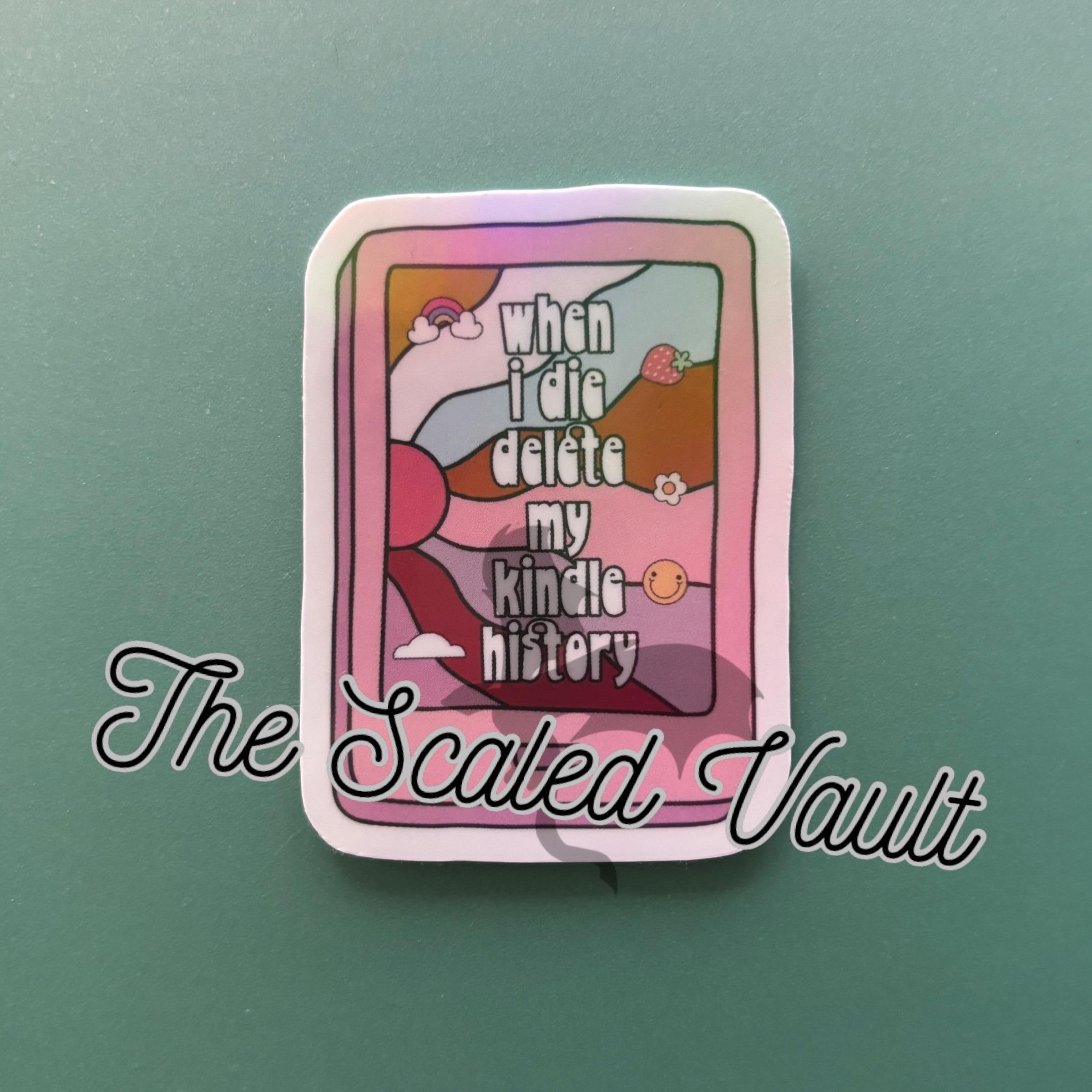 Kindle History small Sticker holographic laminated