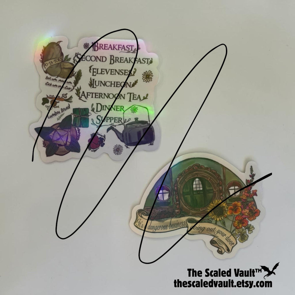LOTR Sticker set, 3” white holographic