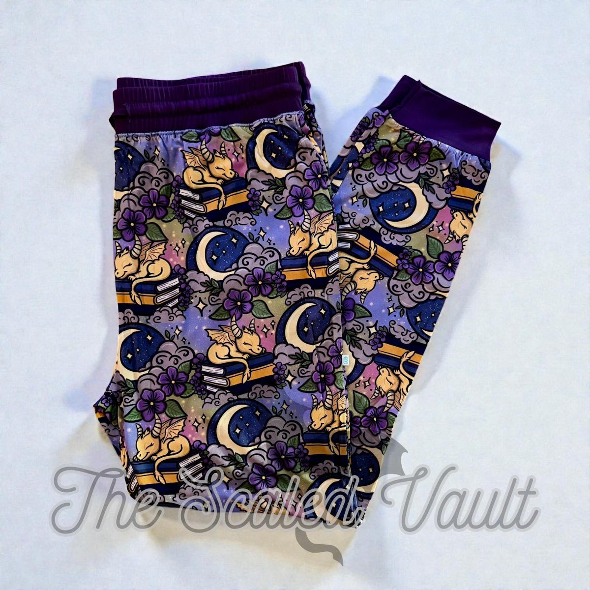 Adult uni-sex Bamboo Joggers Book Dragon Romance Medium
