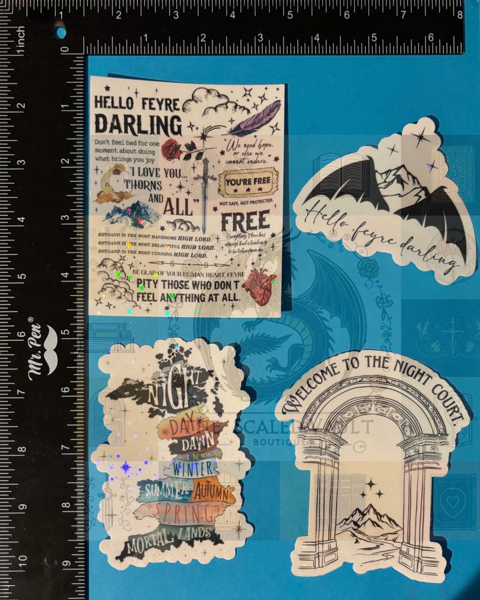 Transparent Holographic Laminated Stickers ACOTAR bundle