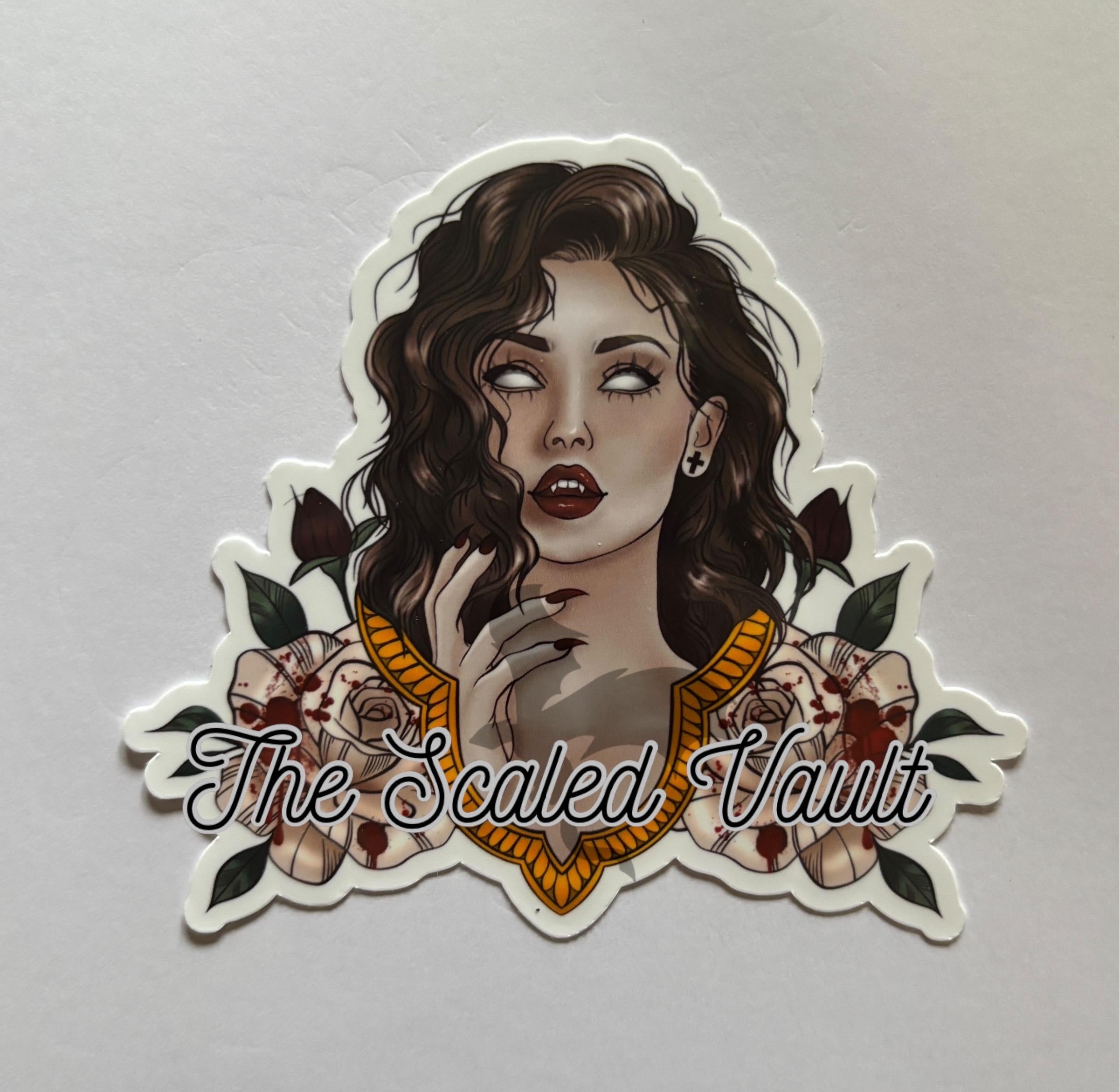 Vampira laminated sticker, multiple options
