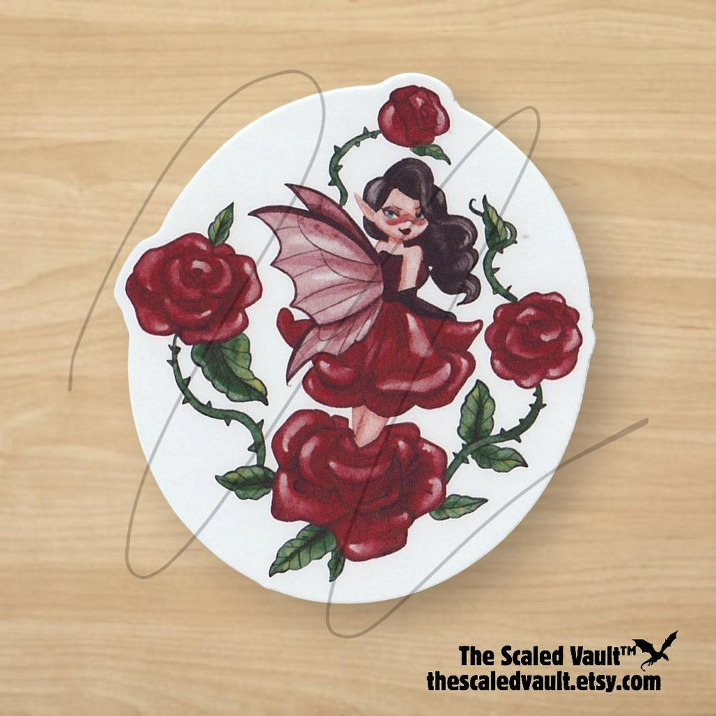 Rose Fairy Sticker 2.5” laminated white