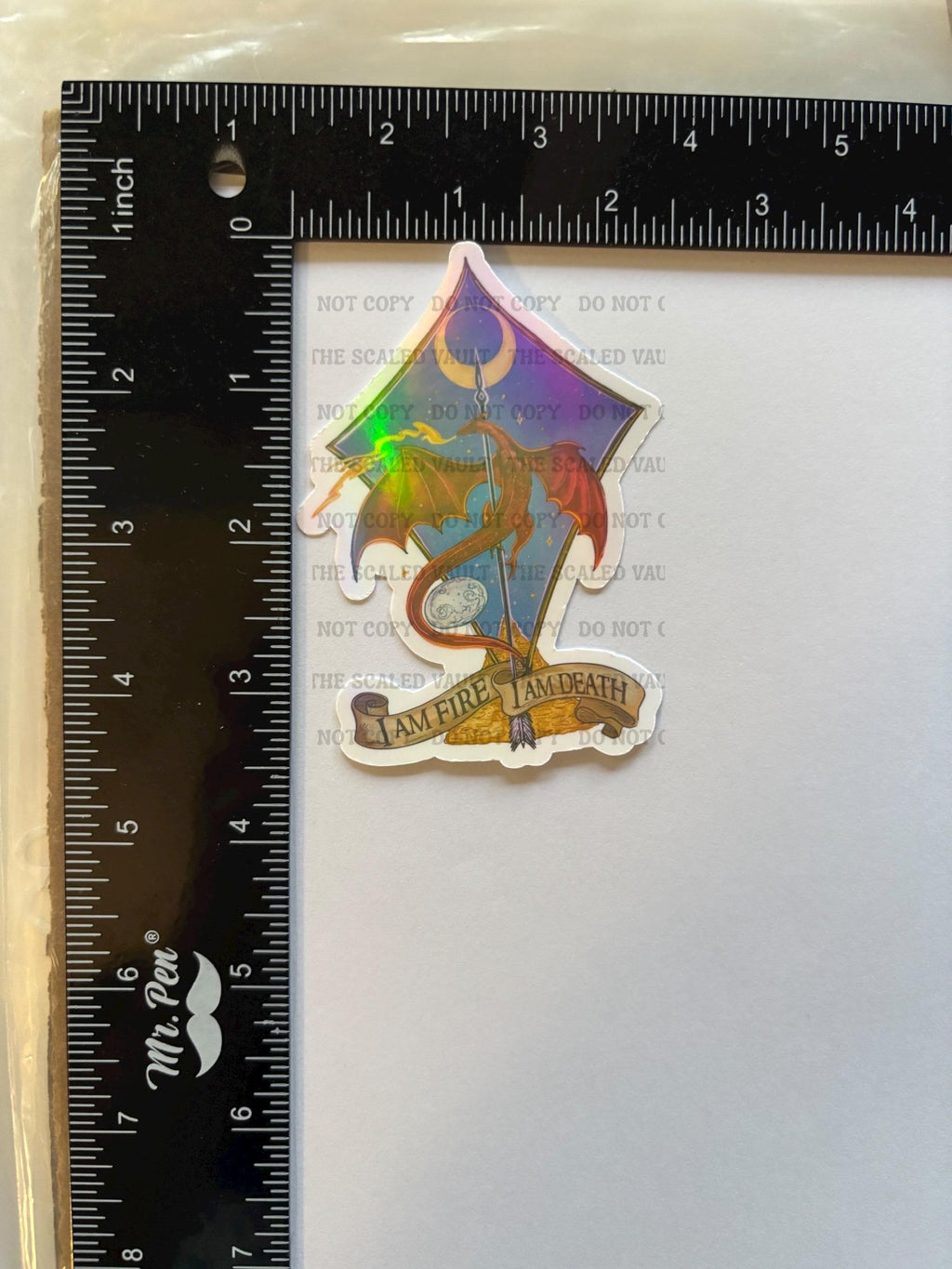 LOTR Dragon Sticker 3.5” white holographic