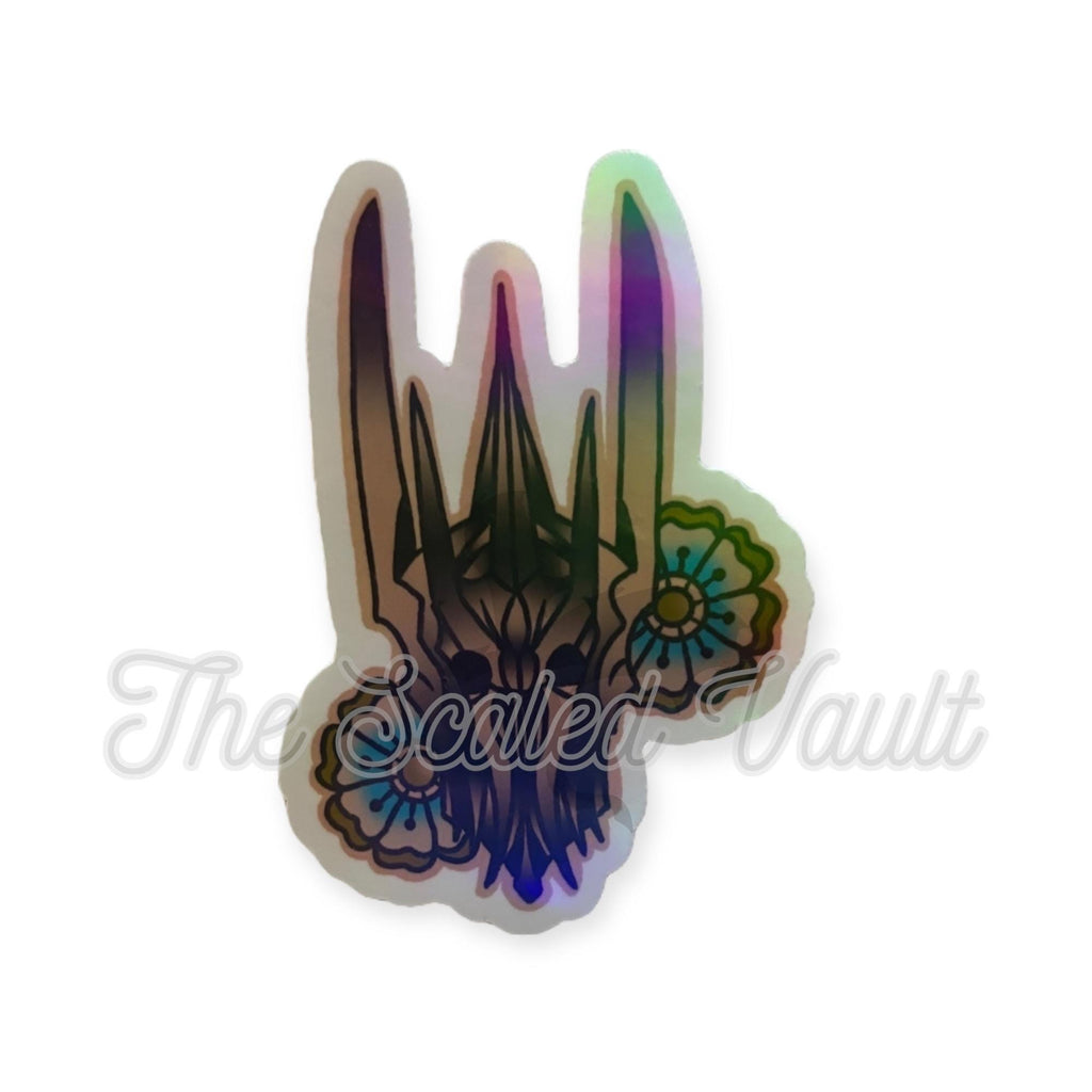 LOTR Villain mask Sticker 3” white holographic